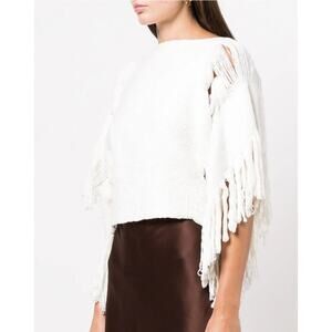 VOZ Cotton fringed-detail knitted top